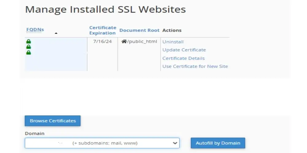 فعالسازی SSL رایگان در Cpanel